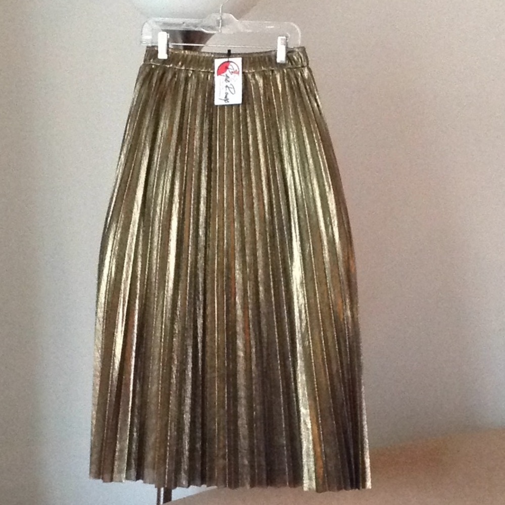 🖤 SALT 'Clothing Brand' Gold Metallic Midi Skirt